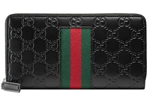 gucci web zip around wallet.